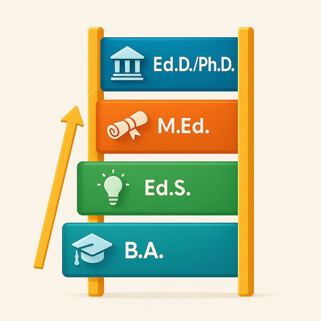→ BA → M.Ed. → Ed.S. → Ed.D.:Ph.D.