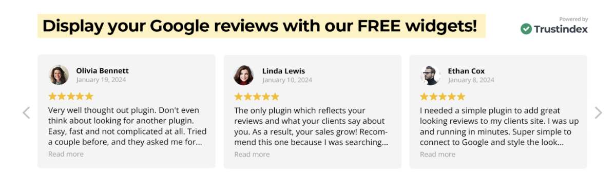 Widgets for Google Reviews