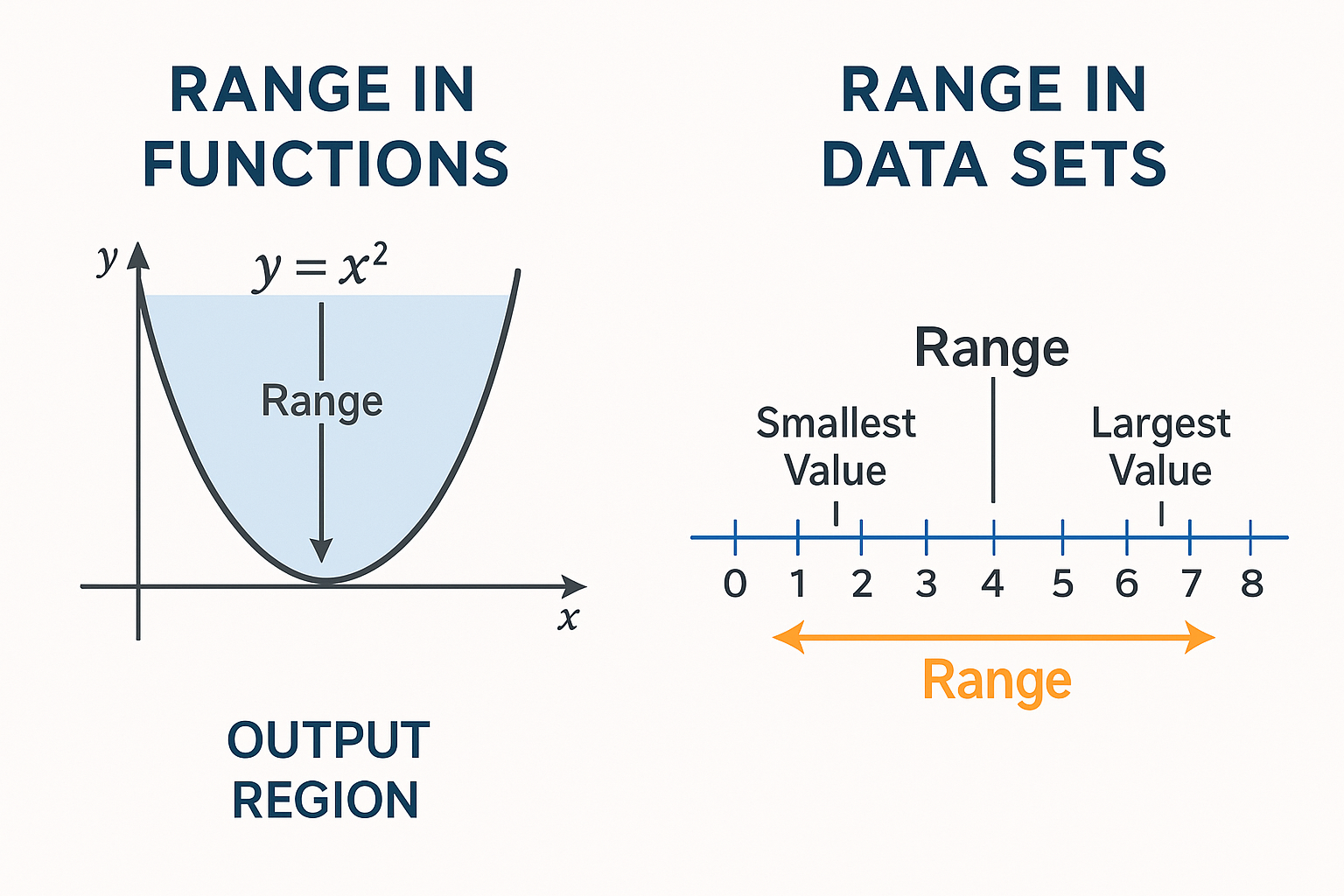 Range in functions vs range in data sets