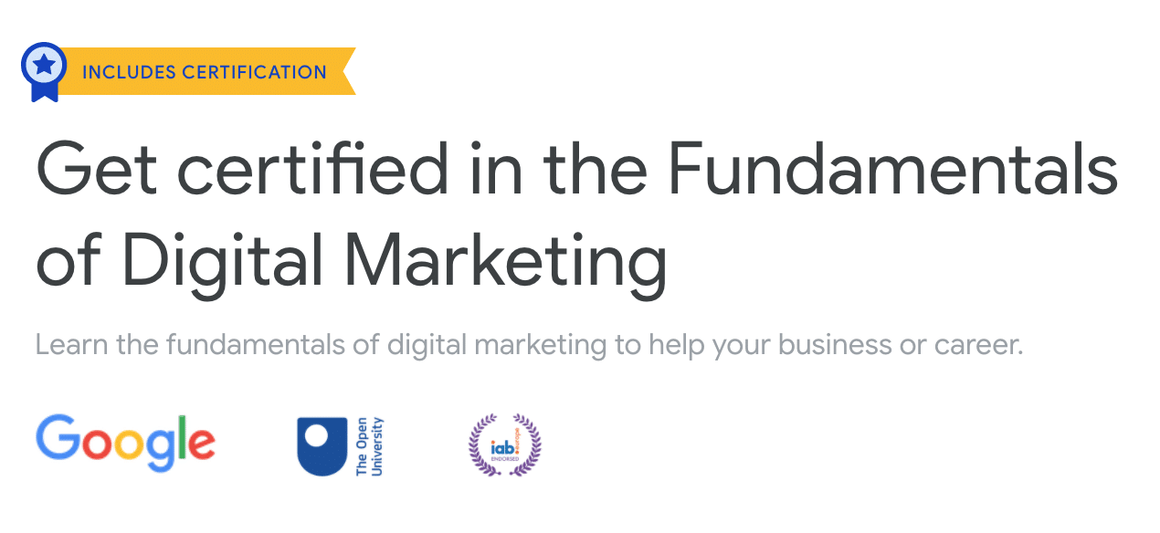 Fundamentals of Digital Marketing by Google Digital Garage
