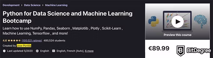 Data Science and Machine Learning Bootcamp (Udemy)